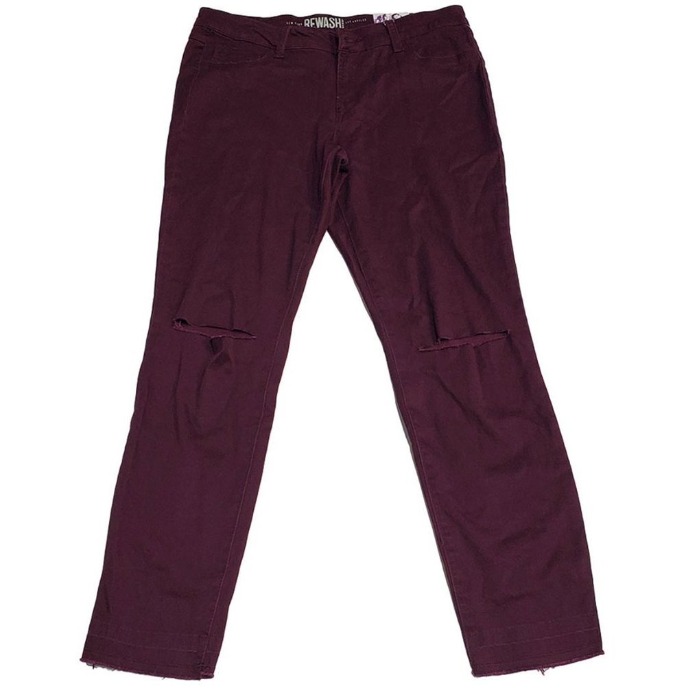 Rewash Juniors Ripped Skinny Ankle Jeans Red Wine